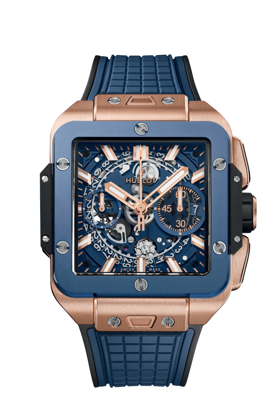 HUBLOT SQUARE BANG UNICO KING GOLD BLUE CERAMIC SQUARE BANG UNICO KING GOLD BLUE CERAMIC