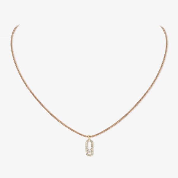 Beige Cord Pavé Necklace